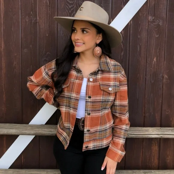 🎁New Oversized Plaid Jacket with Corduroy Collar🎁 - Picture 10 of 15